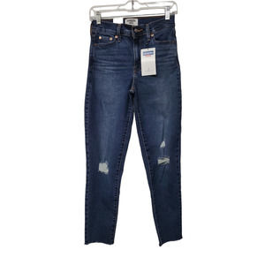 Denizen by Levi's Womens Ripped Raw Edge Denim Mom Jeans Size 0 Dark Blue NWT